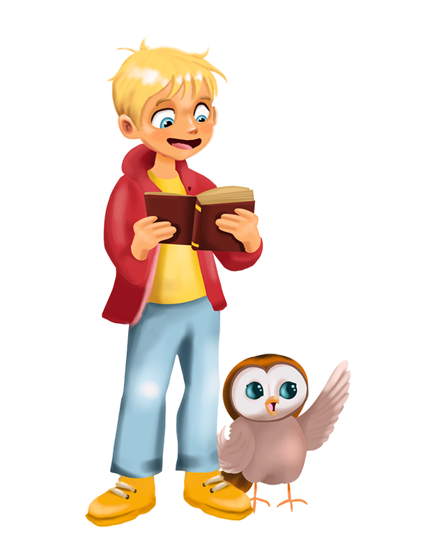 Ollie Reading with Owl